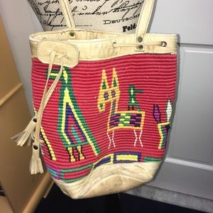 Colorful Satchel with Leather Detail